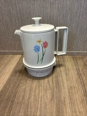 Vintage Regal Warmer Server Poly Hot Pot 5 Cup Kitschy Retro Floral W/ Cord EUC